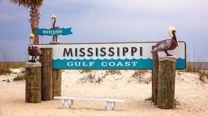 Mississippi Gulf Coast Sign on the beach